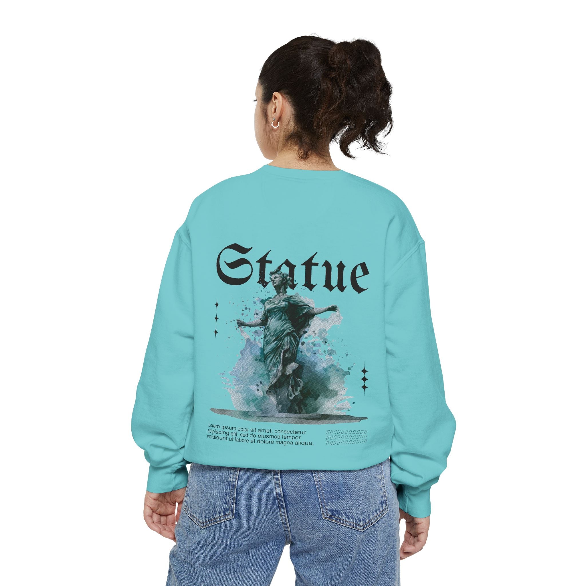 Artistic Garment-Dyed Sweatshirt for Creative Souls, Vintage Graphic Pullover, Perfect Gift for Art Lovers, Statue Design Casual Wear, [...]