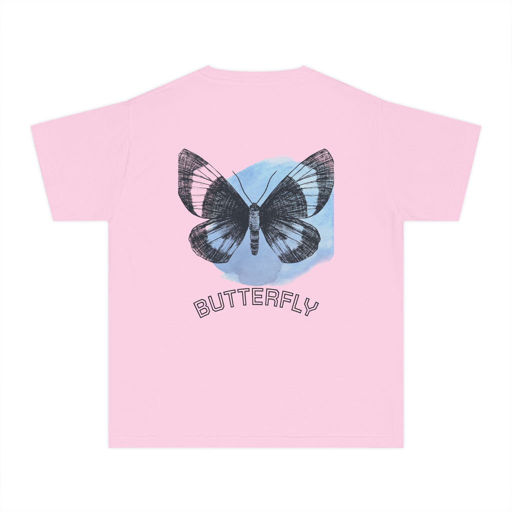 Butterfly Floral Youth Tee with Playful Vibes, Perfect for Spring, Birthdays, Nature Lovers, Gift for Kids, Casual Wear